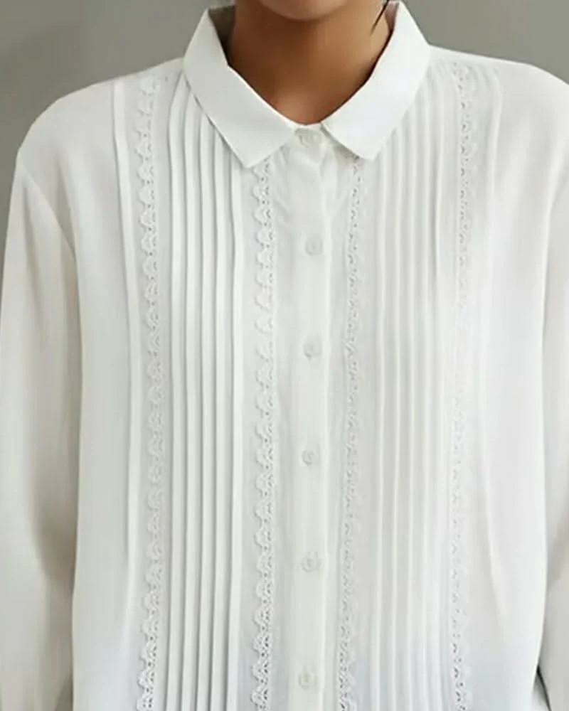 AMELIA PLEATED LACE TOP - Image 3