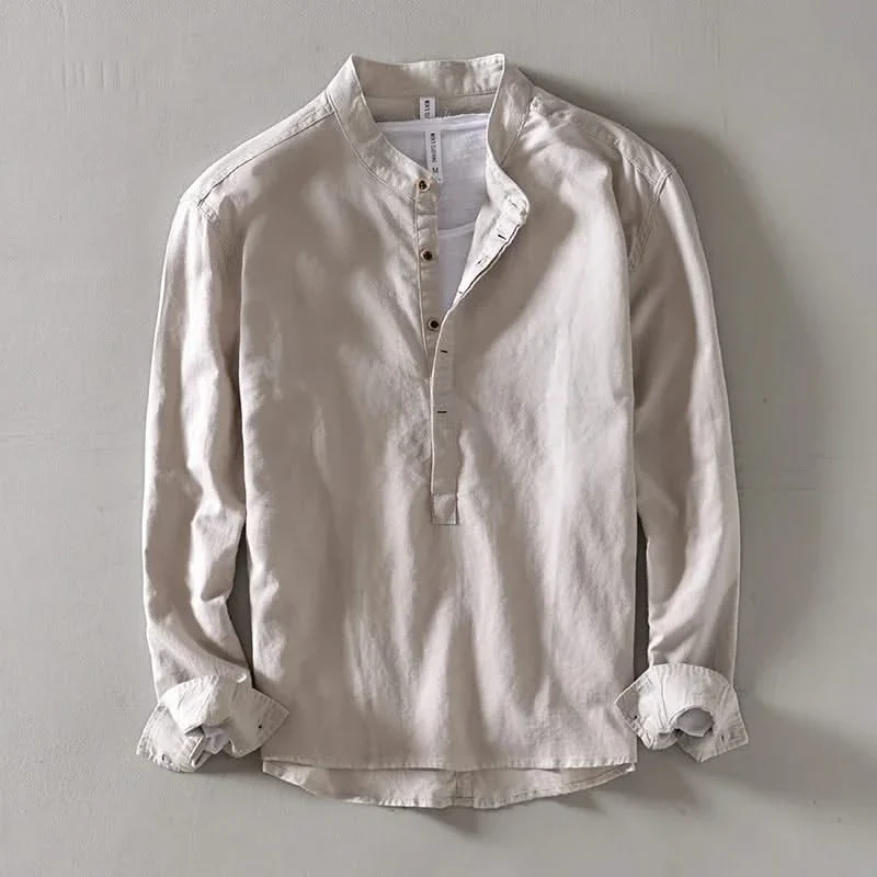 CALLUM LINEN MANDARIN SHIRT - Image 2