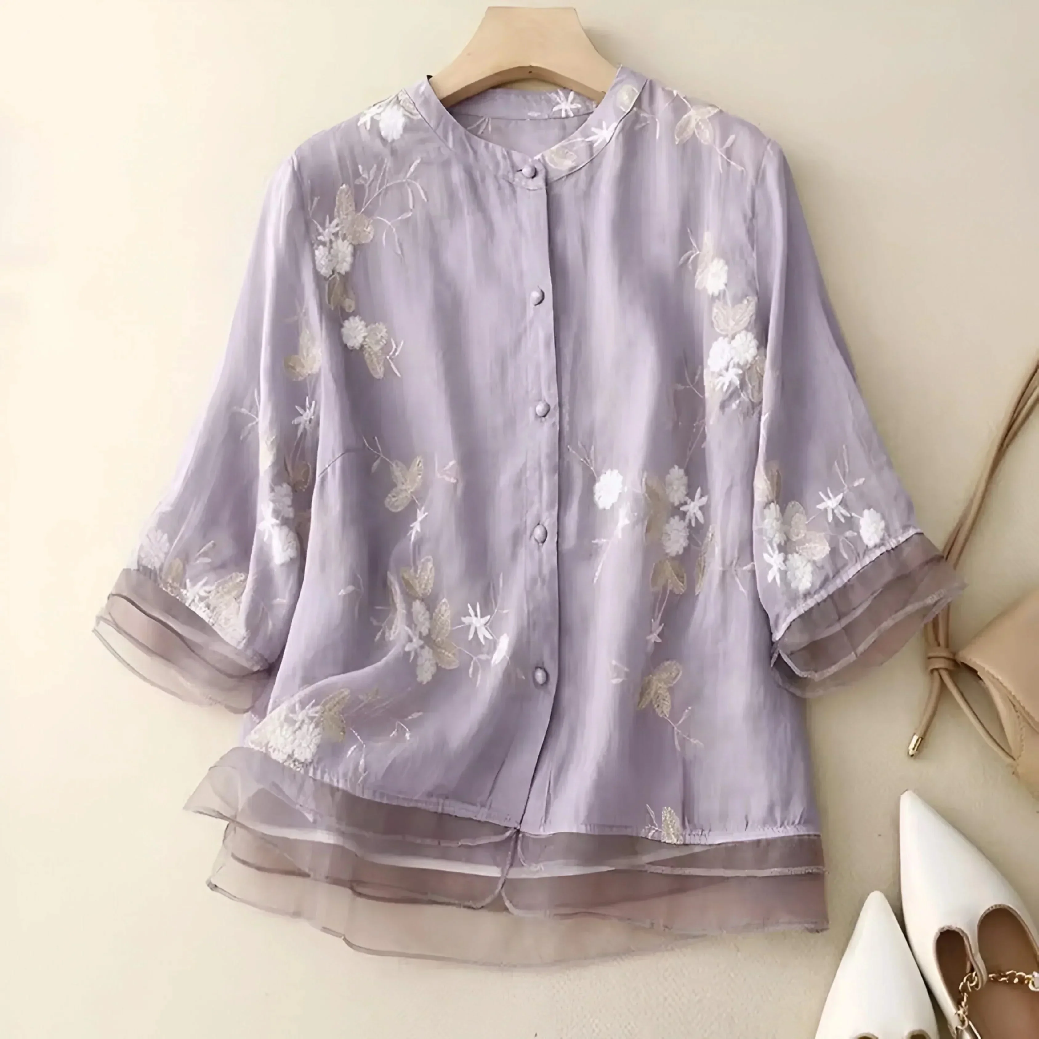 EMILY | COTTON TOP WITH EMBROIDERED FLOWERS - Image 9