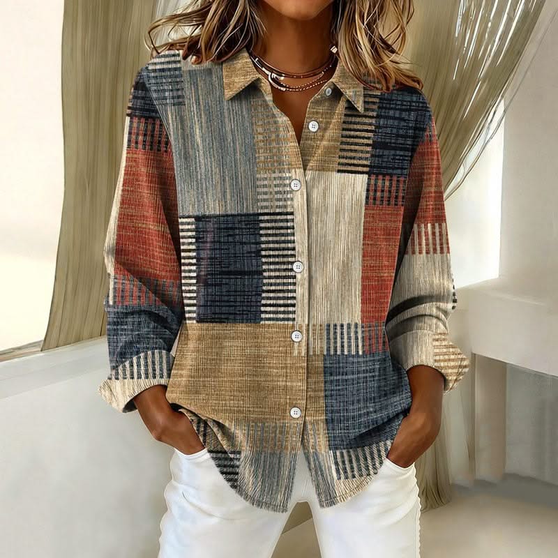 RETRO COLOR BLOCK BLOUSE - Image 2